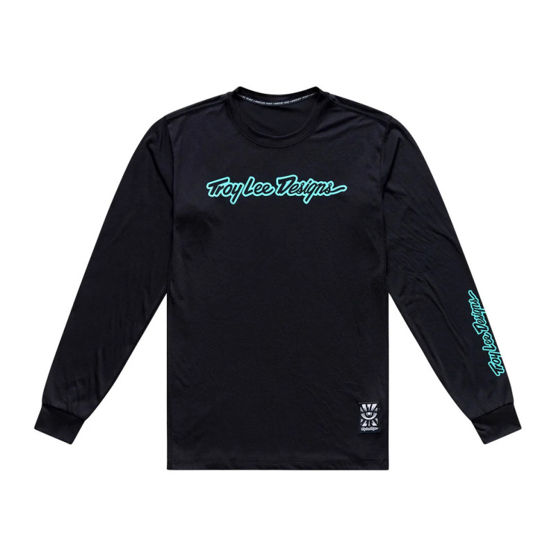 Troy Lee Designs Skyline Ride Long Sleeve Tee Signature Black Real Teal