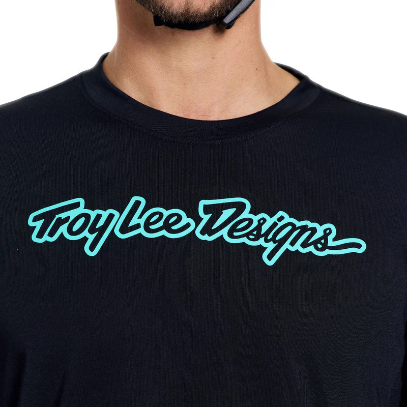 Troy Lee Designs Skyline Ride Long Sleeve Tee Signature Black Real Teal — 3