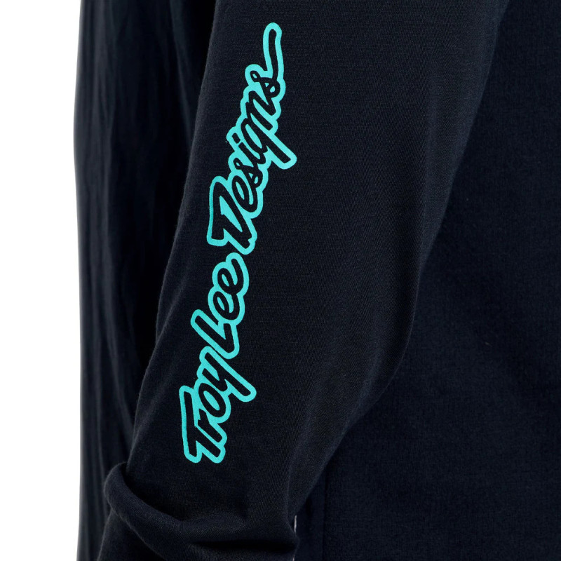 Troy Lee Designs Skyline Ride Long Sleeve Tee Signature Black Real Teal — 7